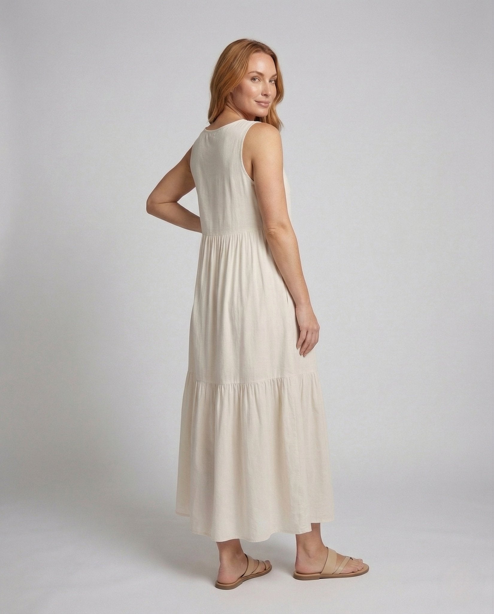 Women's Maxi Dress Tiered Skirt Print - Chichicherry