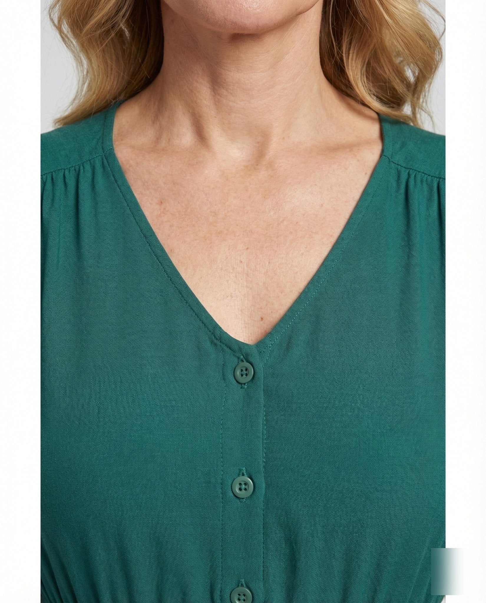Women’s maxi dress with button placket and tiered ruffle - Chichicherry