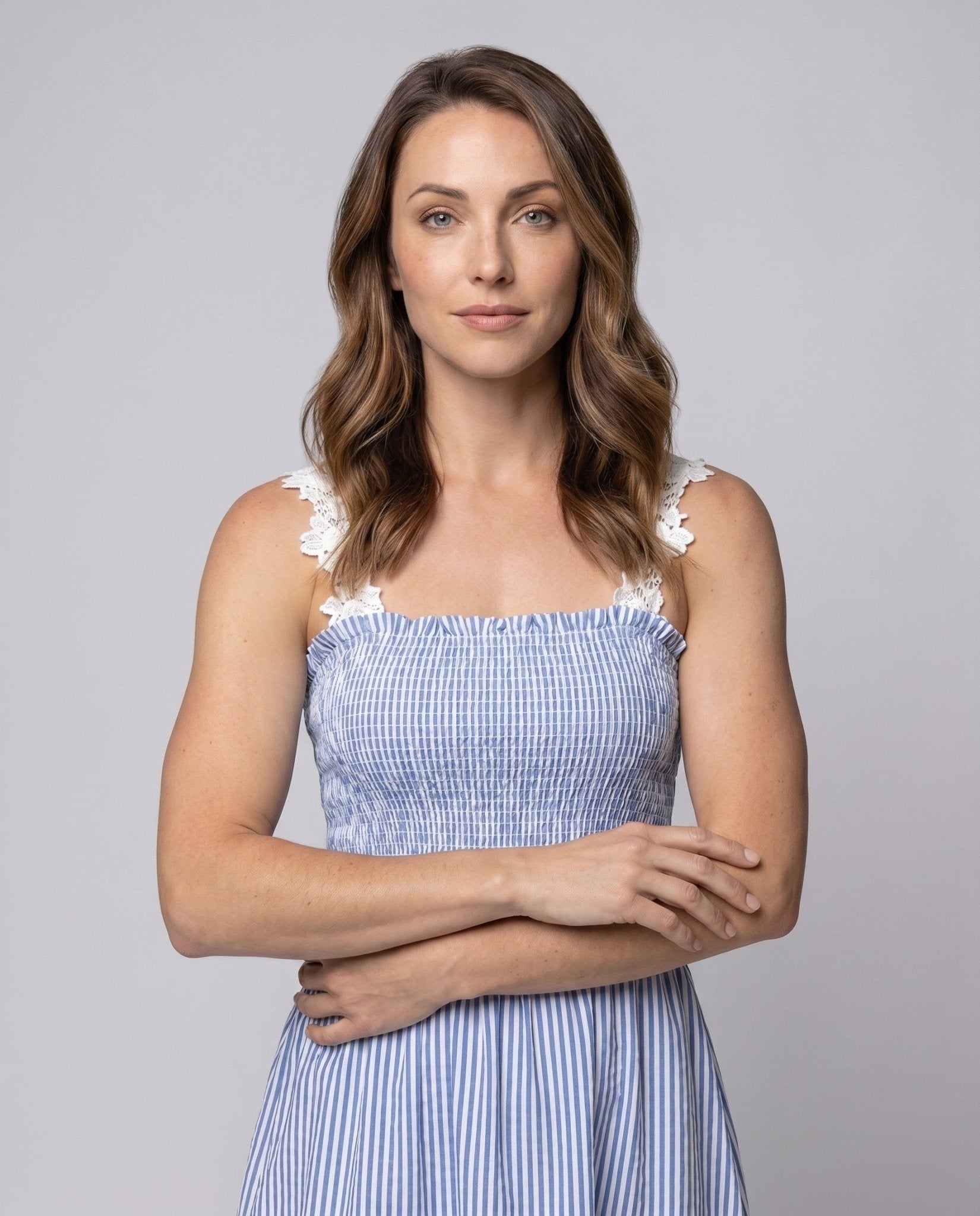 Women's maxi dress with chic ruffle trim and elastic top - Chichicherry