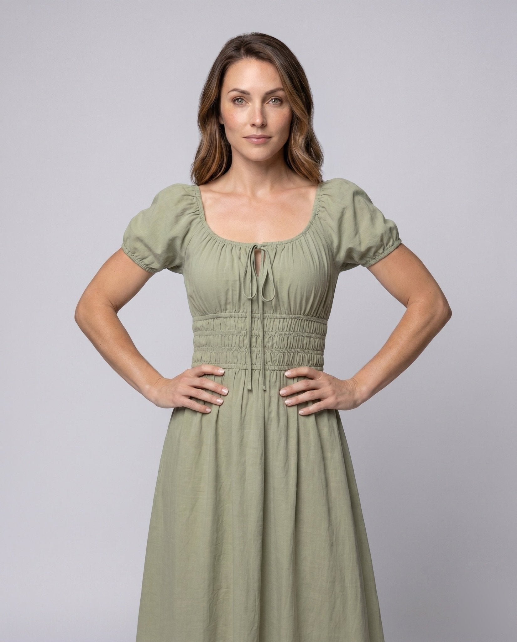 Women’s maxi dress with elastic bodice and ruffle details - Chichicherry