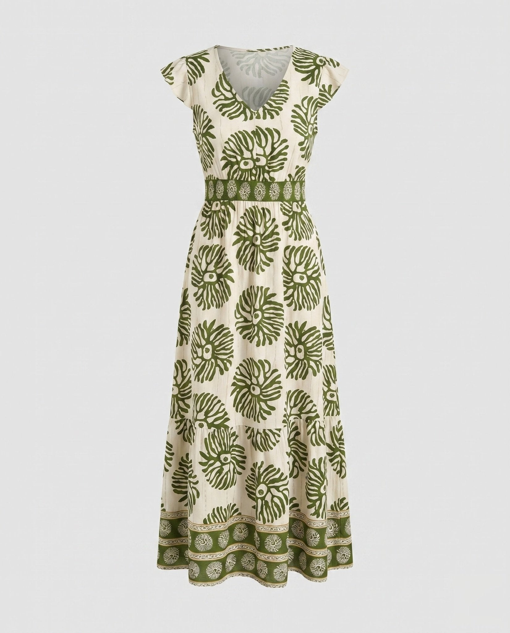 Women's maxi dress with floral pattern and detachable skirt - Chichicherry