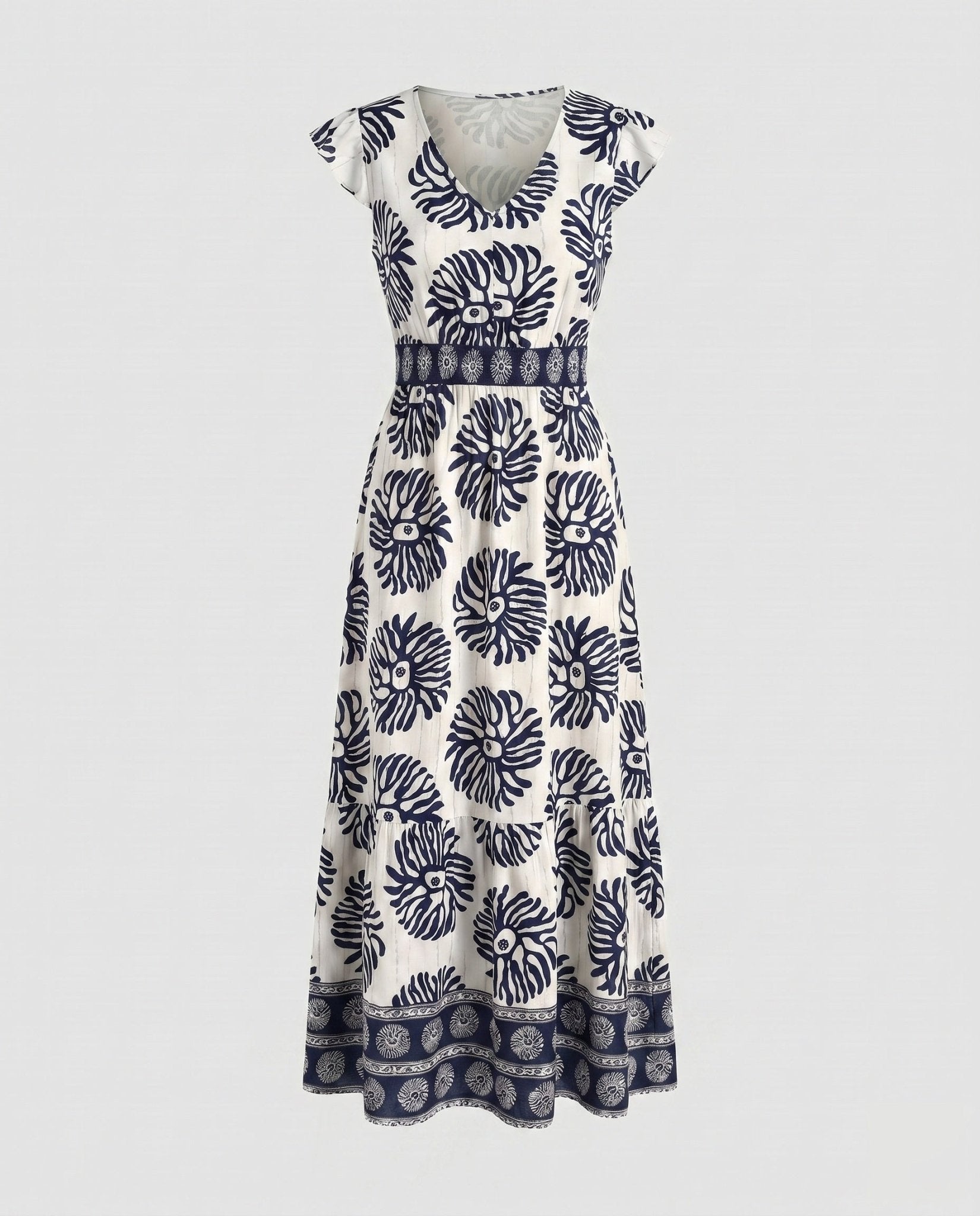 Women's maxi dress with floral pattern and detachable skirt - Chichicherry