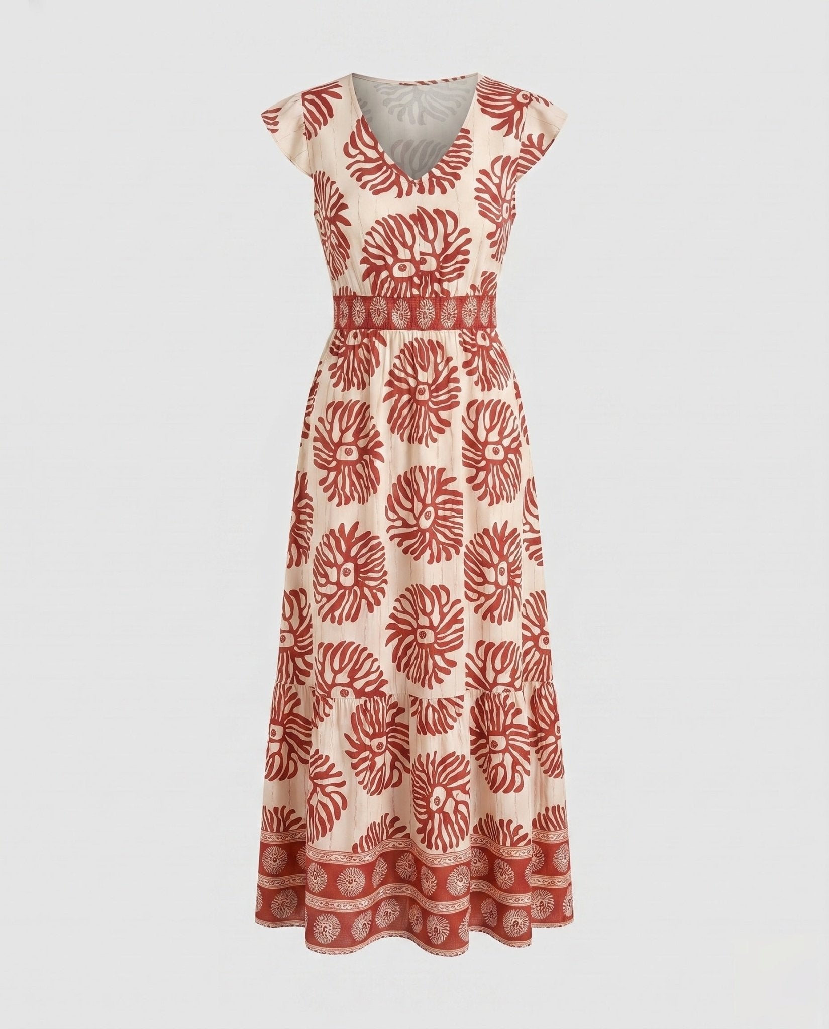 Women's maxi dress with floral pattern and detachable skirt - Chichicherry