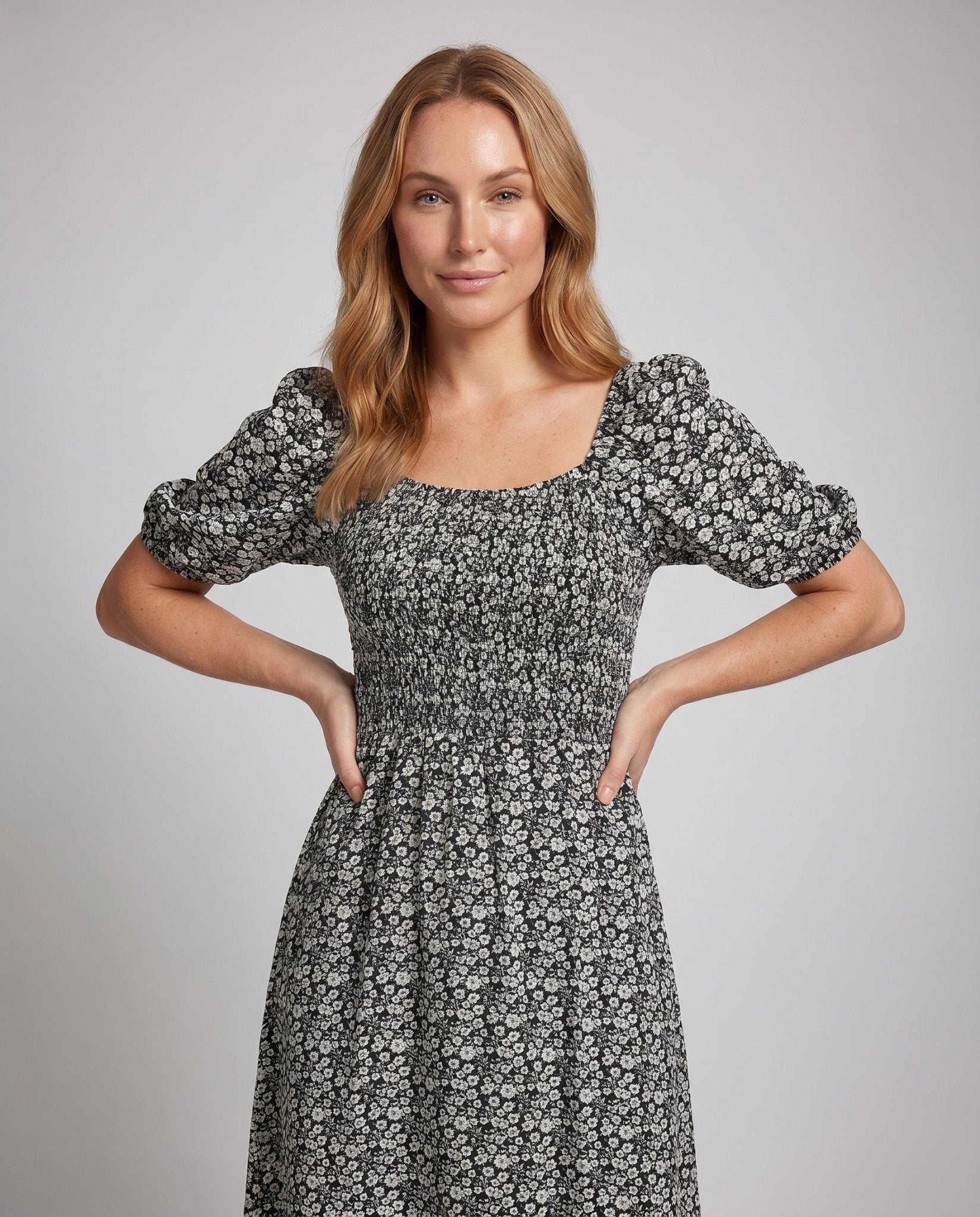 Women’s maxi dress with playful ruffle hem and elegant back cutout - Chichicherry
