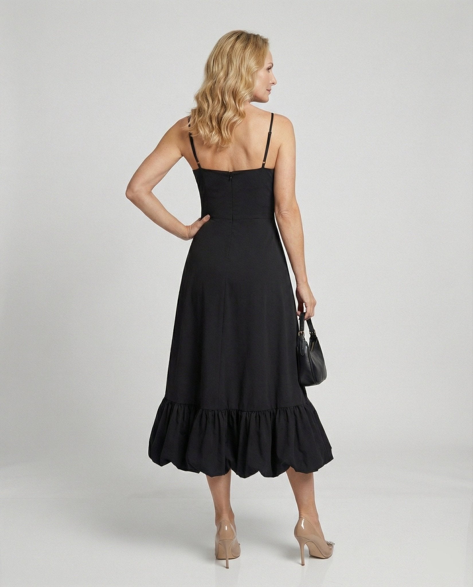 Women's Maxi Dress with Slim Straps - Chichicherry