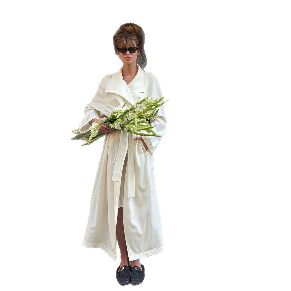 Women’s Maxi Long Wrap Coat made from flowing material with wide shawl collar Chichicherry - Chichicherry
