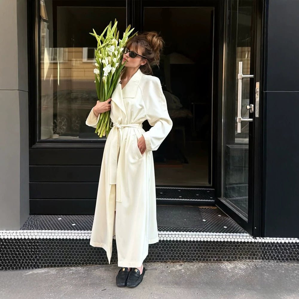 Women’s Maxi Long Wrap Coat made from flowing material with wide shawl collar Chichicherry - Chichicherry