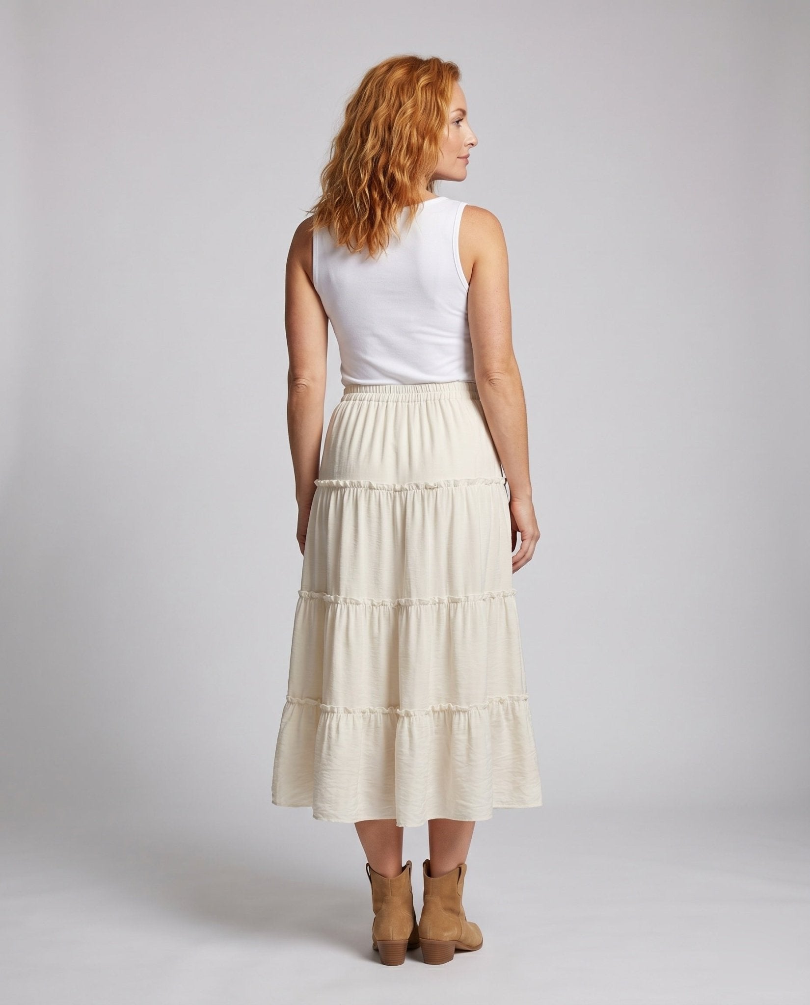 Women’s maxi skirt with lined ruffle and elastic waistband - Chichicherry