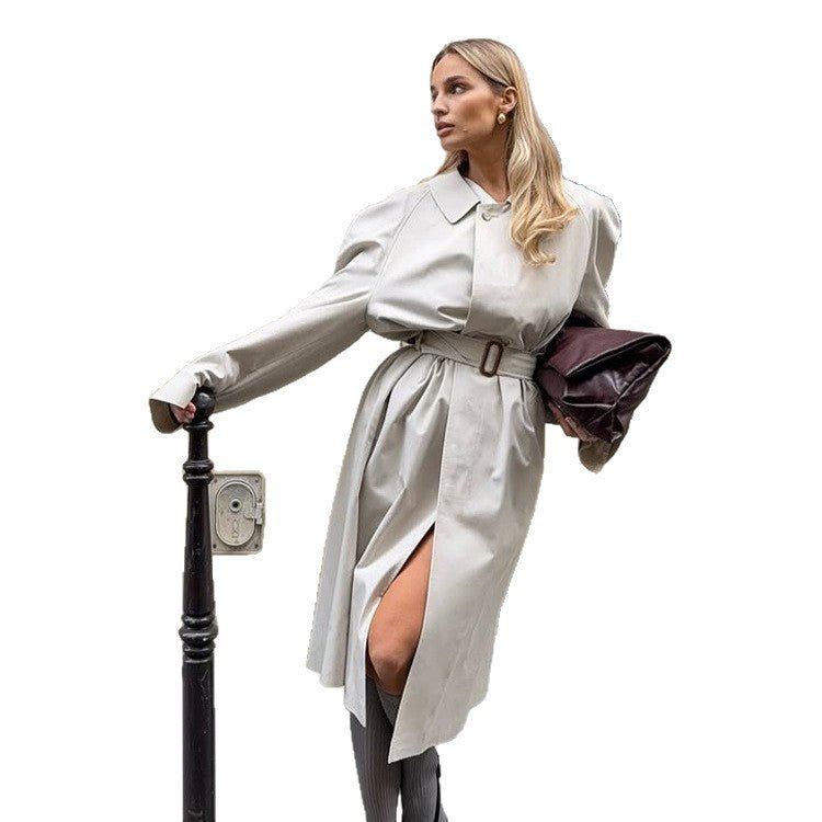 Women's mid-length trench coat in cocoon cut with belt and raglan sleeves Chichicherry - Chichicherry