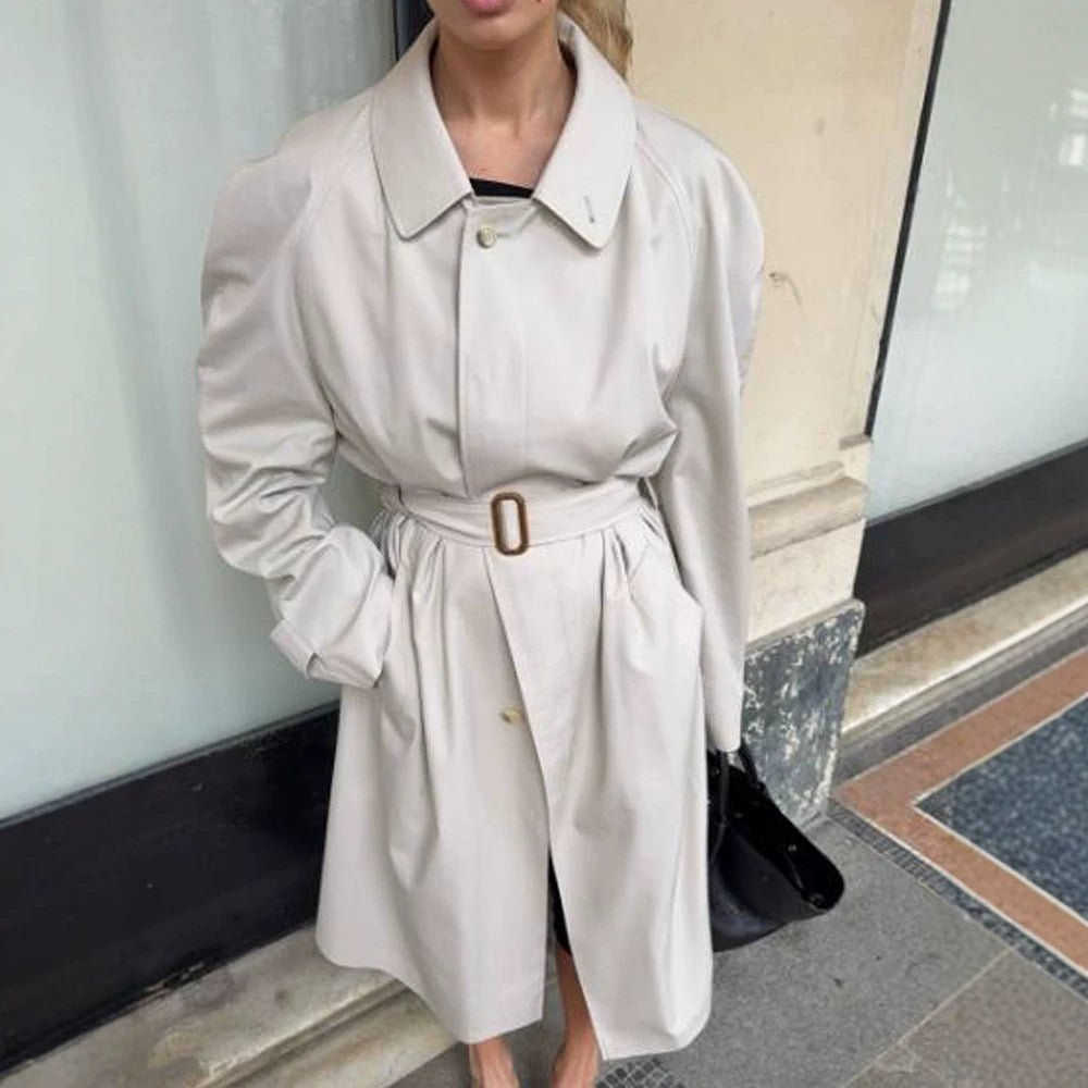 Women's mid-length trench coat in cocoon cut with belt and raglan sleeves Chichicherry - Chichicherry