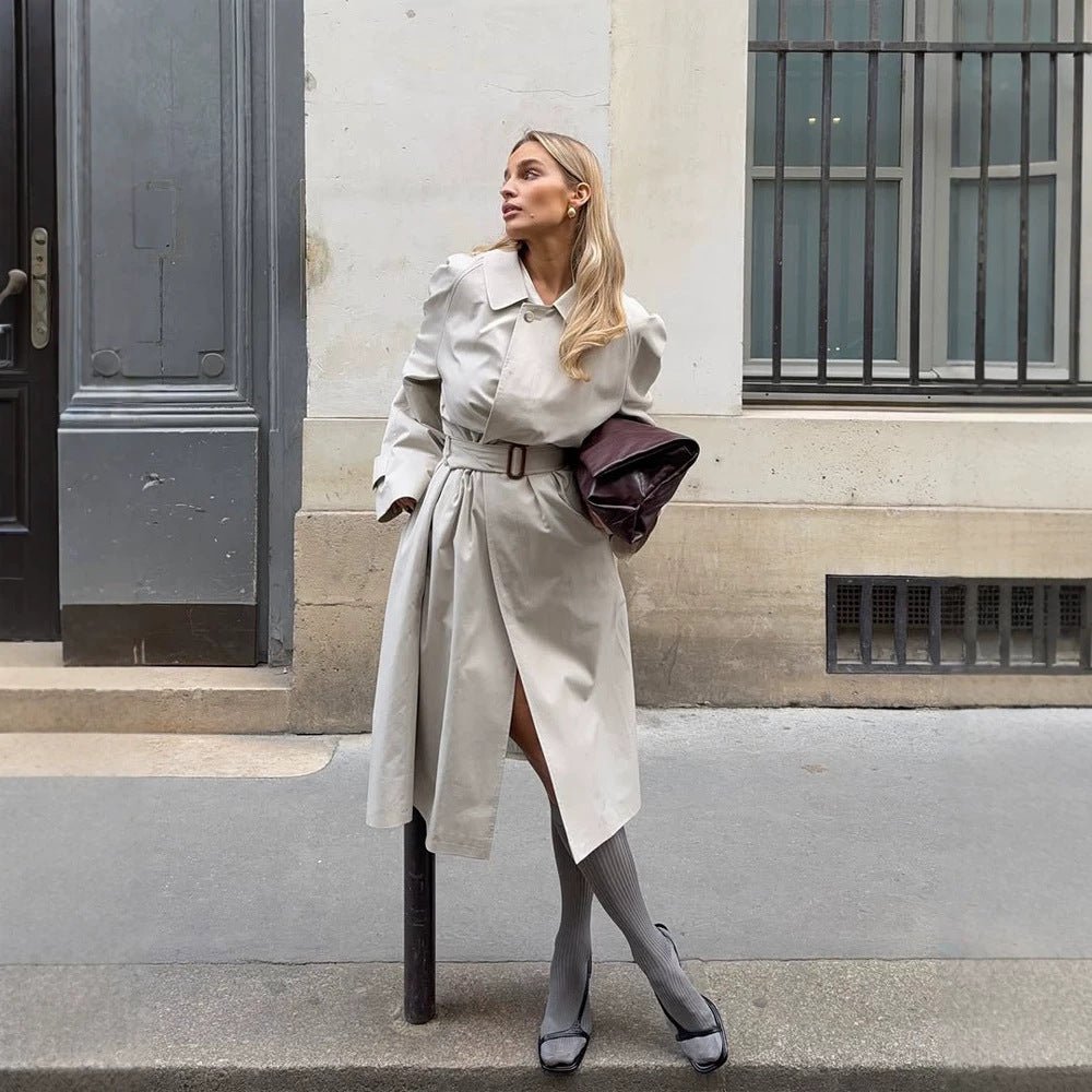 Women's mid-length trench coat in cocoon cut with belt and raglan sleeves Chichicherry - Chichicherry