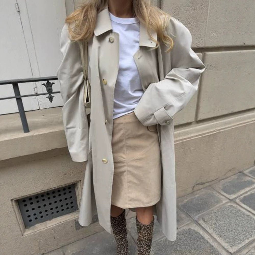 Women's mid-length trench coat in cocoon cut with belt and raglan sleeves Chichicherry - Chichicherry