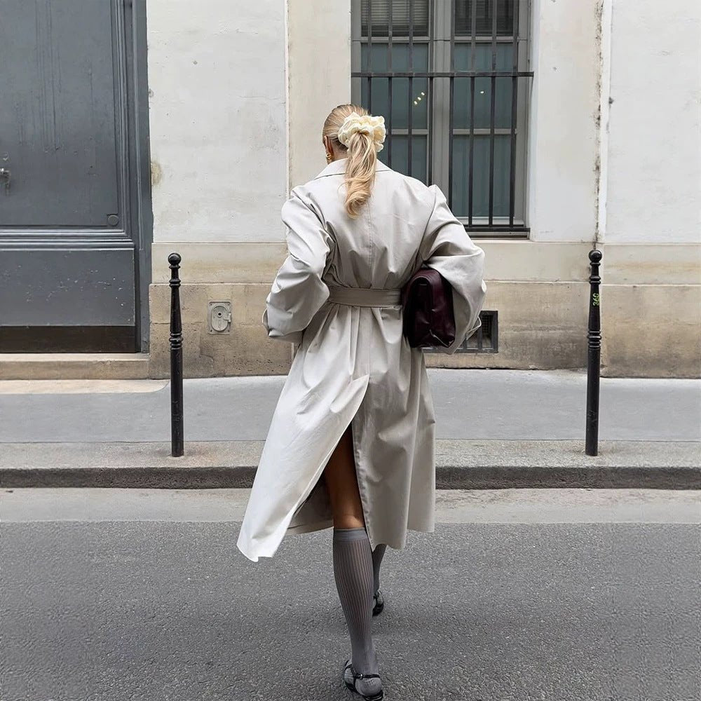 Women's mid-length trench coat in cocoon cut with belt and raglan sleeves Chichicherry - Chichicherry