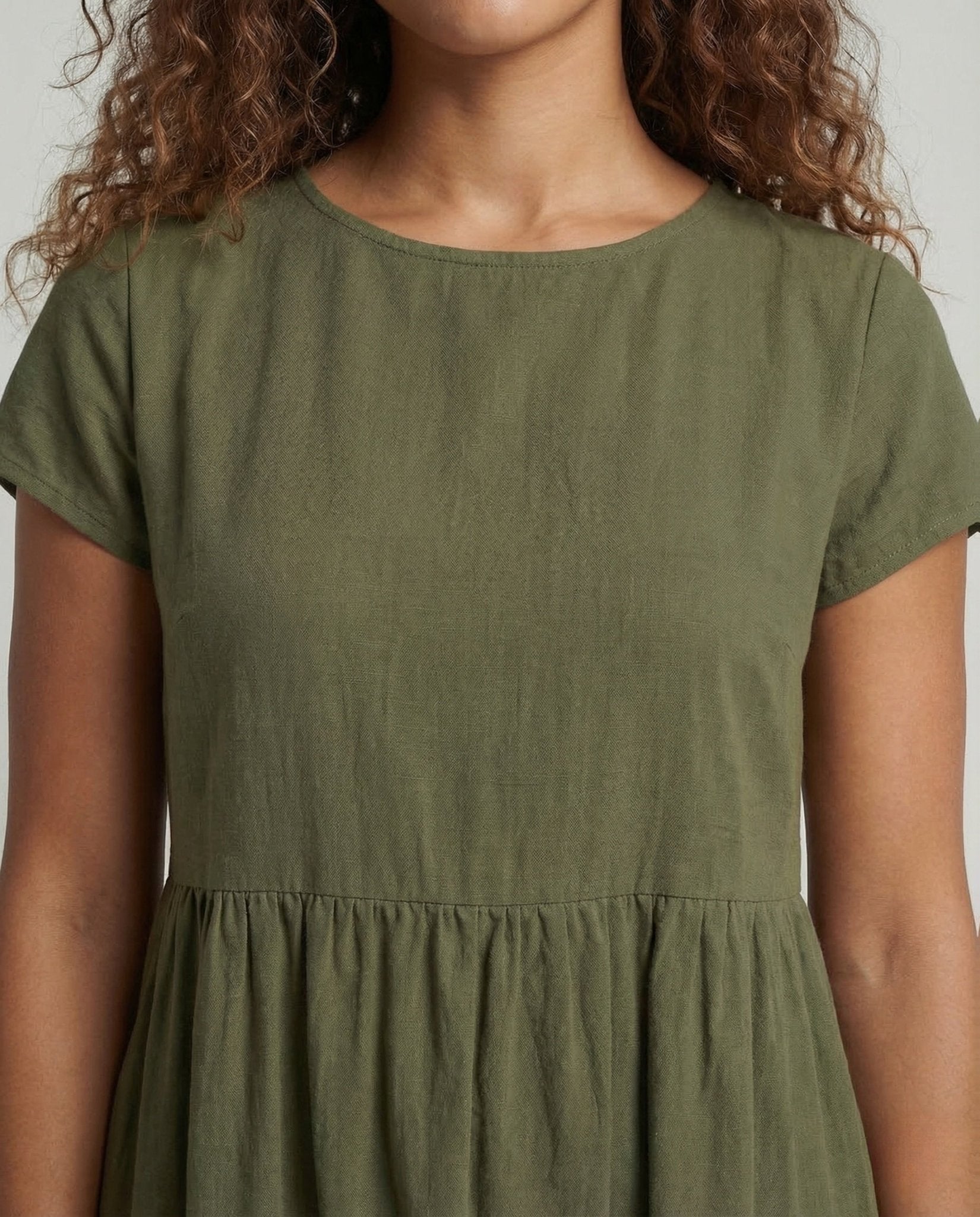 Women's Midi Dress Empire Waist Pockets - Chichicherry