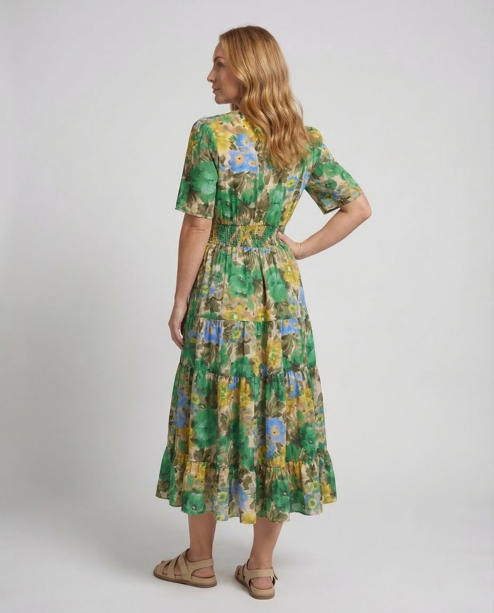 Women's Midi Dress Floral V Neck - Chichicherry