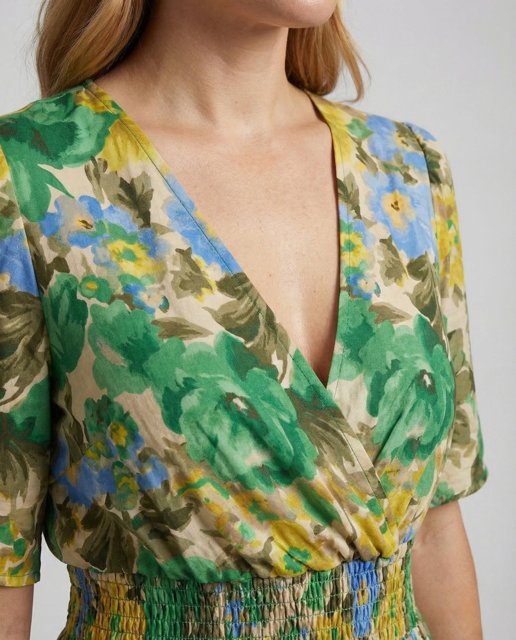 Women's Midi Dress Floral V Neck - Chichicherry