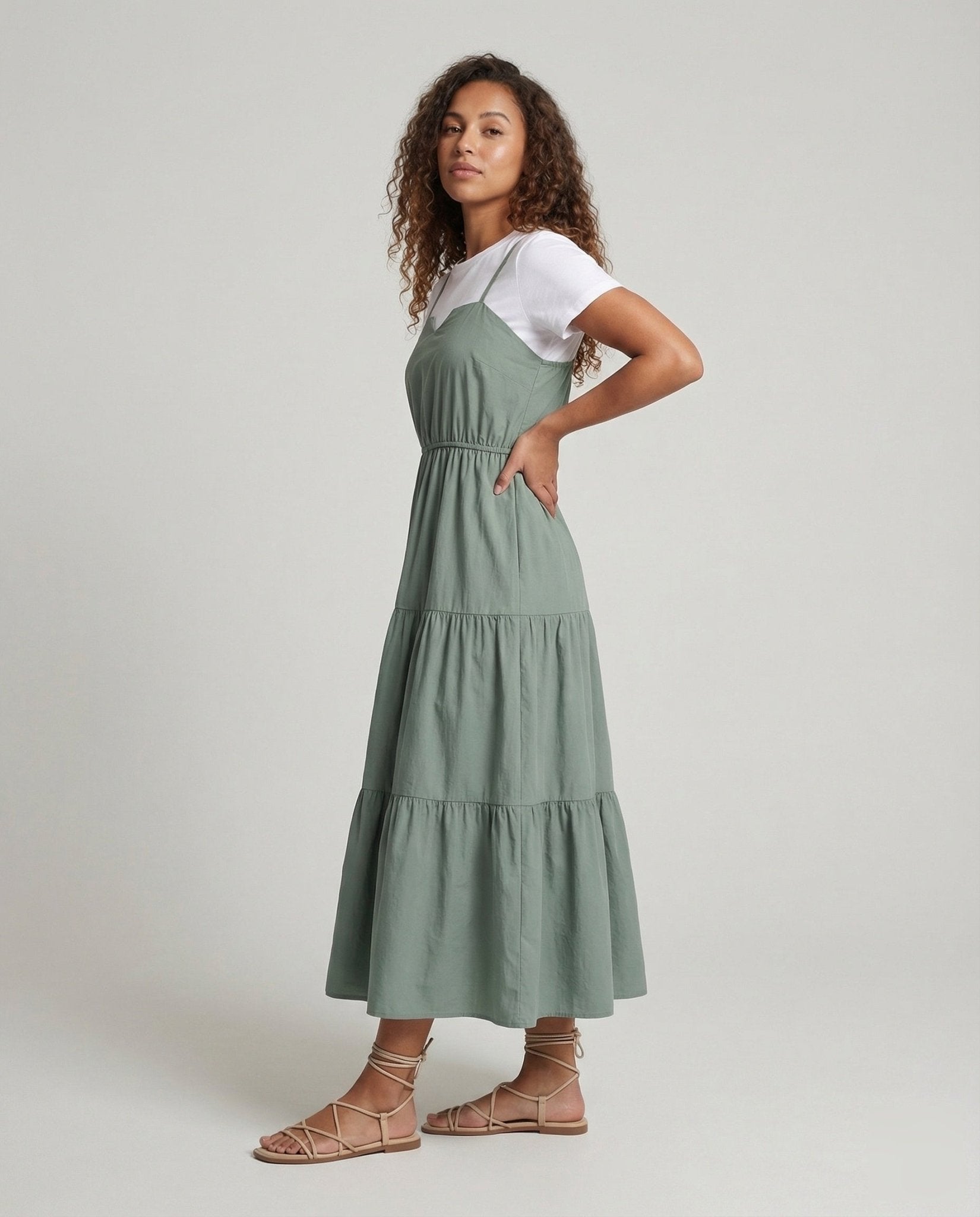 Women’s Midi Dress Layer Ruffle - Chichicherry