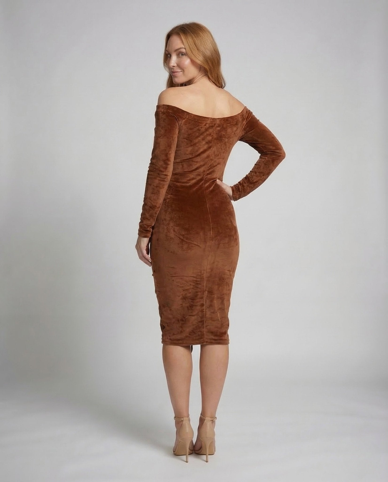 Women's Midi Dress Off - Shoulder Gathering - Chichicherry