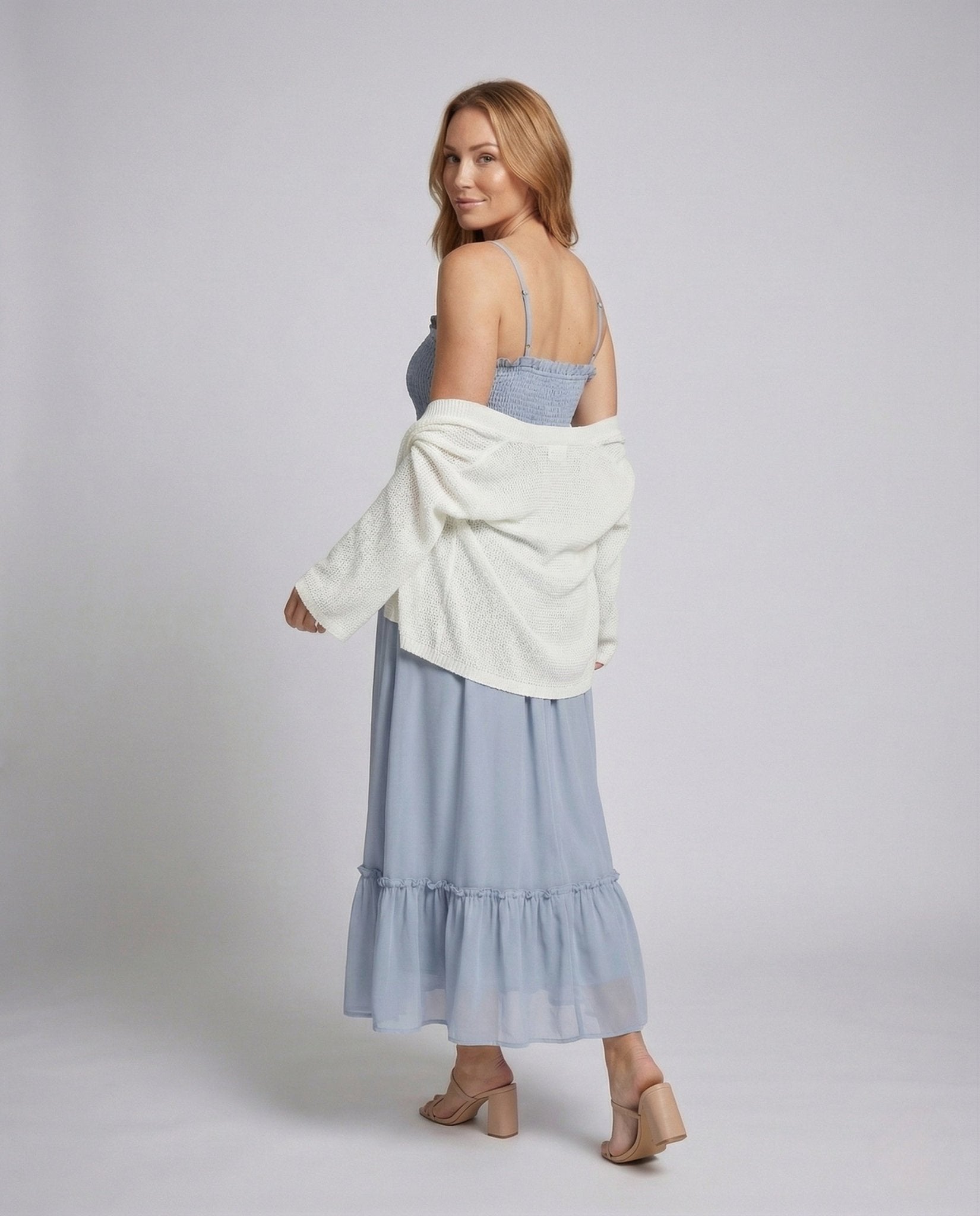 Women's midi dress with knitted overlay - Chichicherry