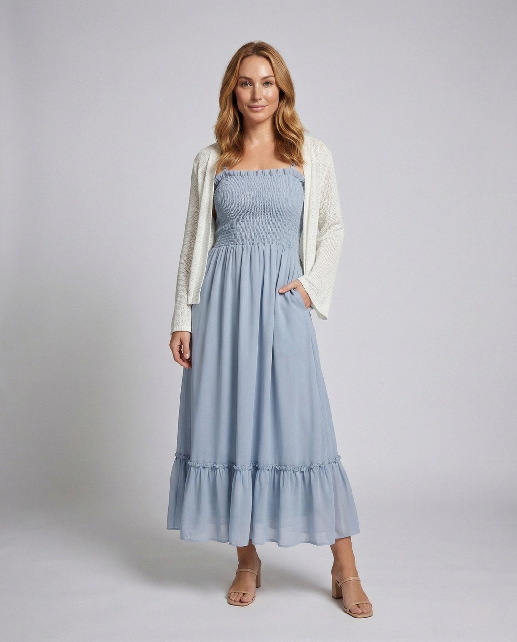 Women's midi dress with knitted overlay - Chichicherry