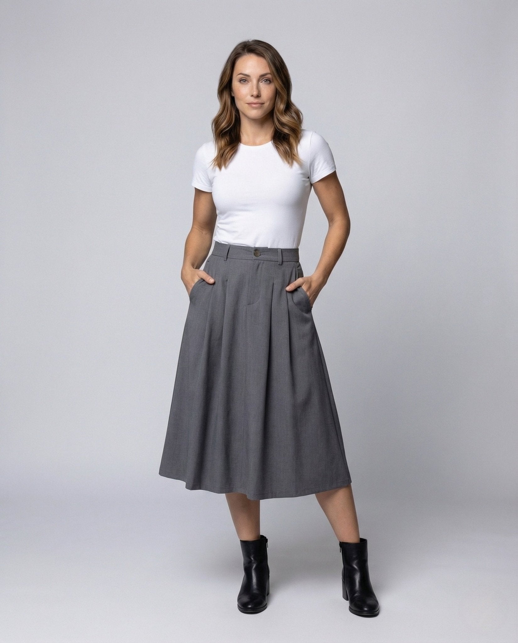 Women's Midi Skirt A-Line Pleats - Chichicherry