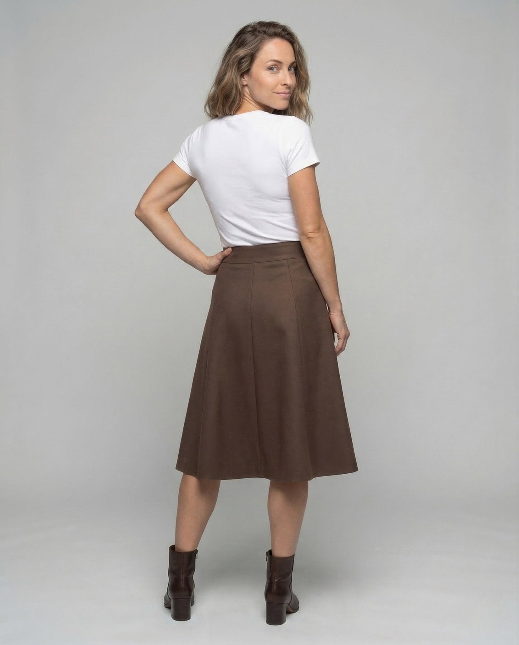 Women's Midi Skirt High Waist A Line - Chichicherry