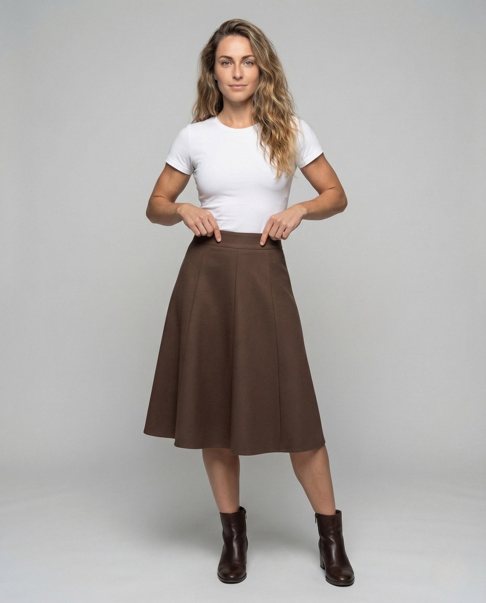 Women's Midi Skirt High Waist A Line - Chichicherry