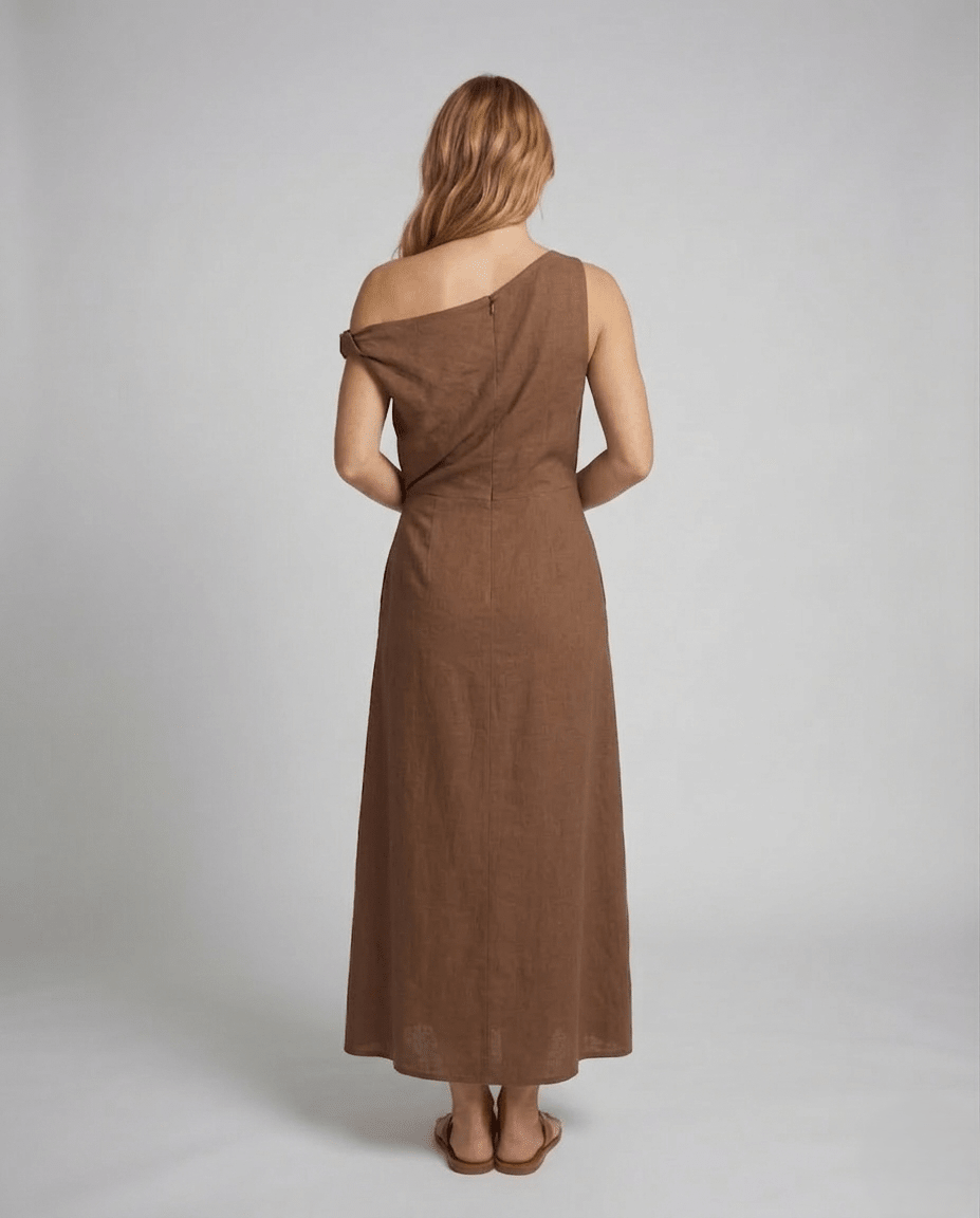 Women's Off-Shoulder Maxi Dress with Draping - Chichicherry