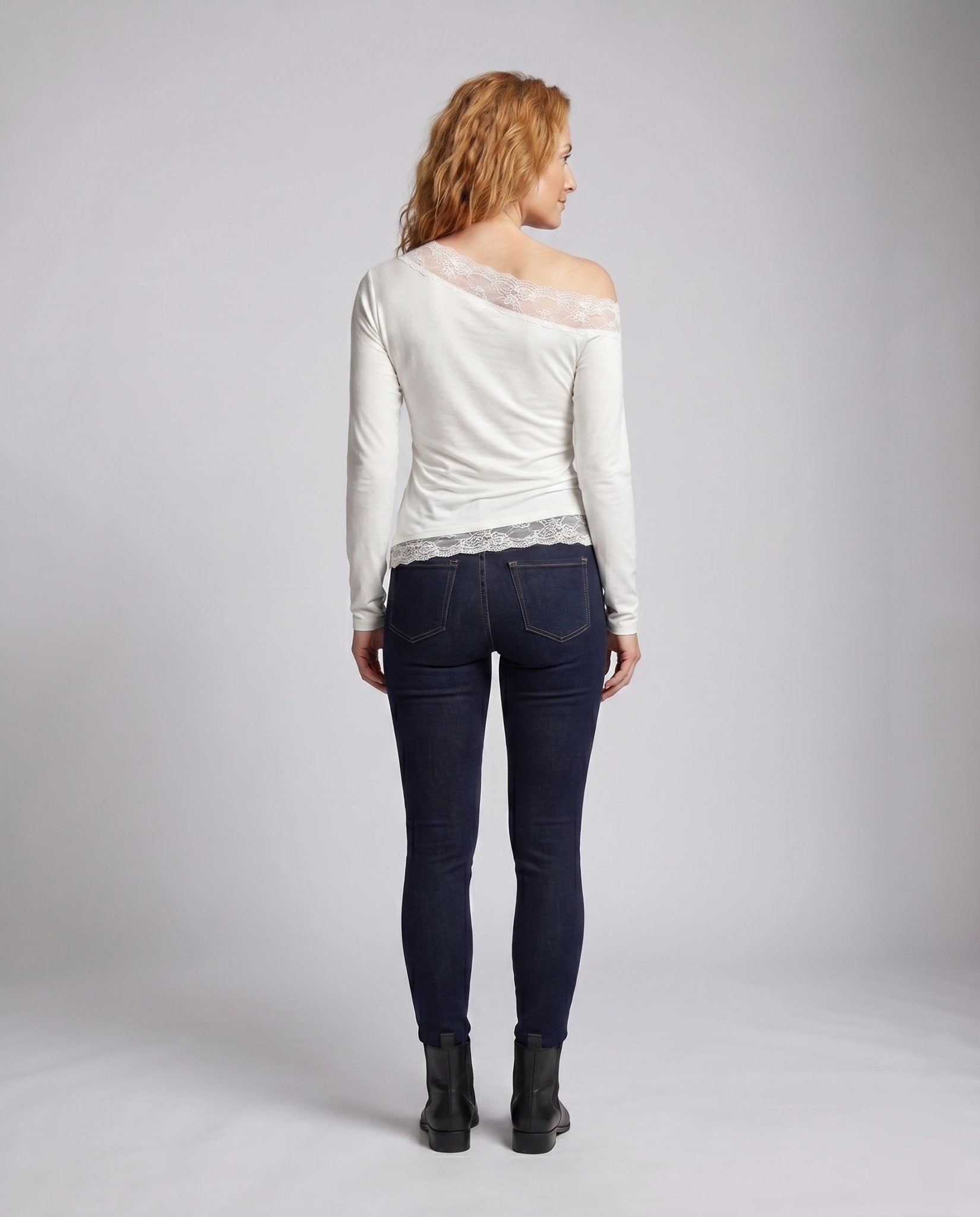 Women's Off-Shoulder Top with Delicate Lace Trim and Casual Cut - Chichicherry