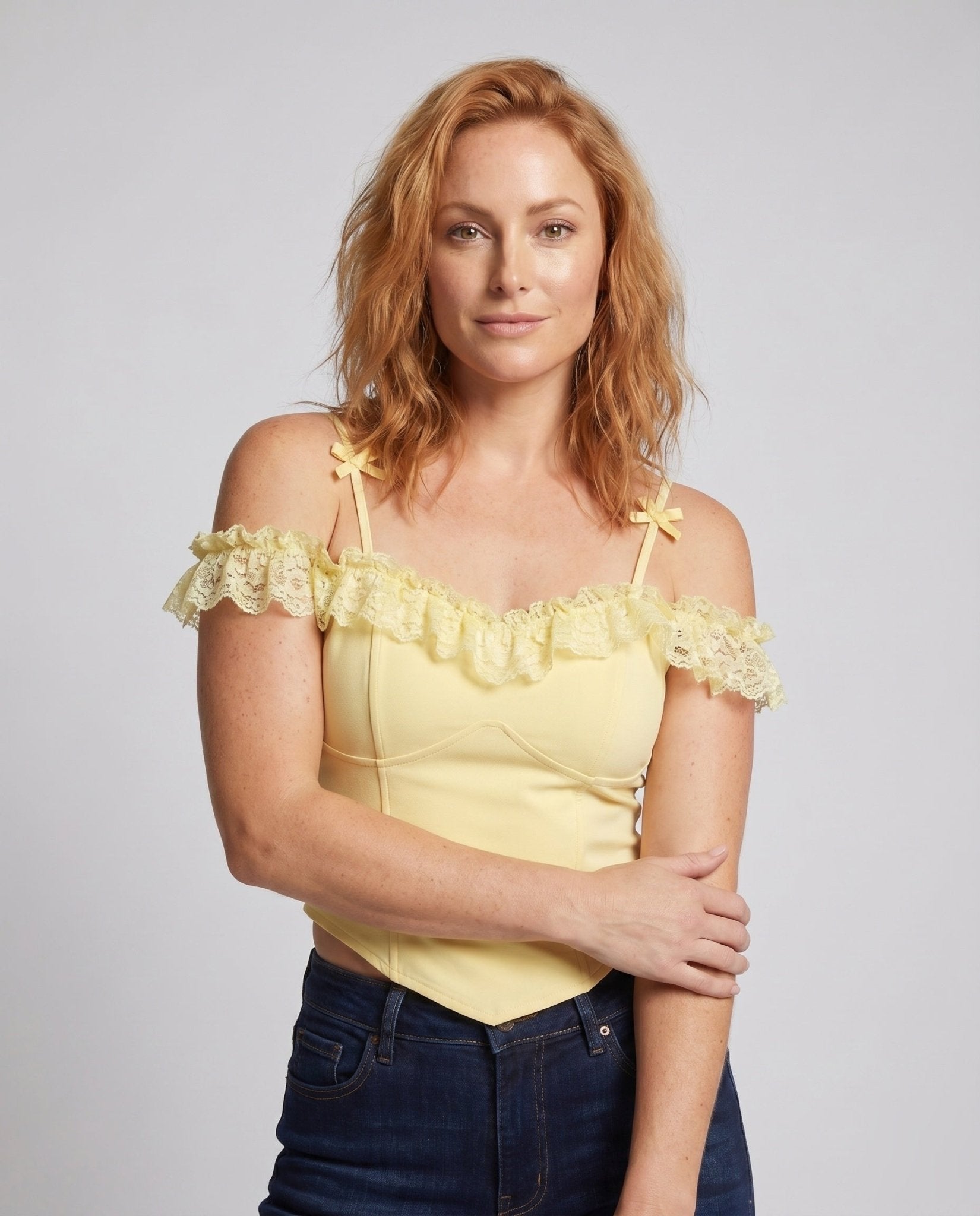 Women's Off-Shoulder Top with Delicate Ruffle Hem - Chichicherry