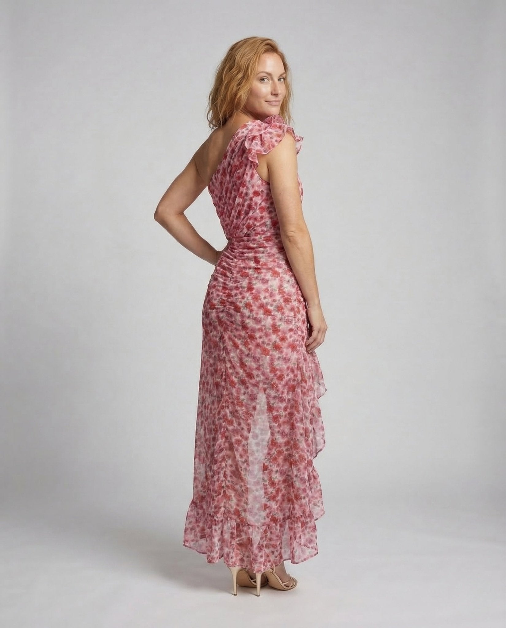 Women's One Shoulder Evening Dress Ruffle - Chichicherry
