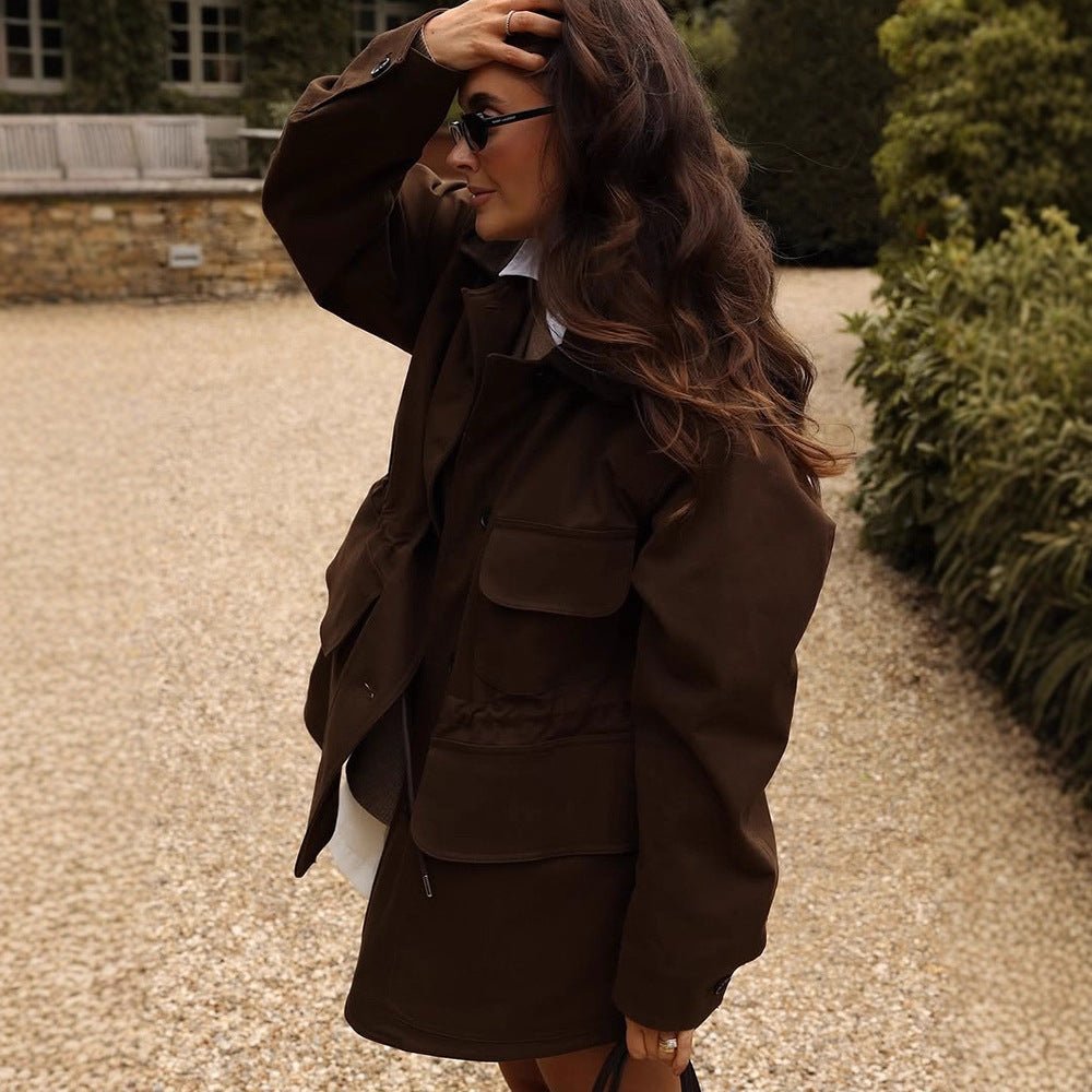 Women's Oversize Field Jacket with flap pockets and waist draw Chichicherry - Chichicherry