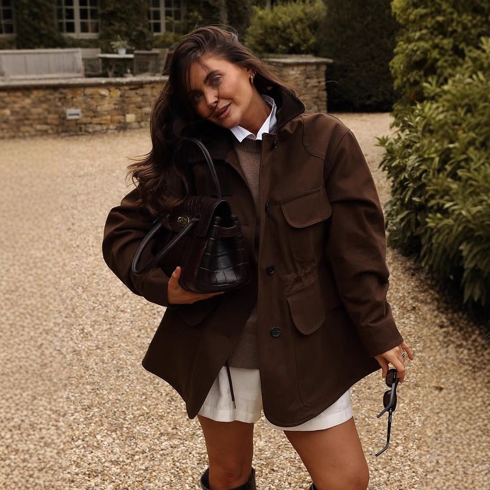 Women's Oversize Field Jacket with flap pockets and waist draw Chichicherry - Chichicherry