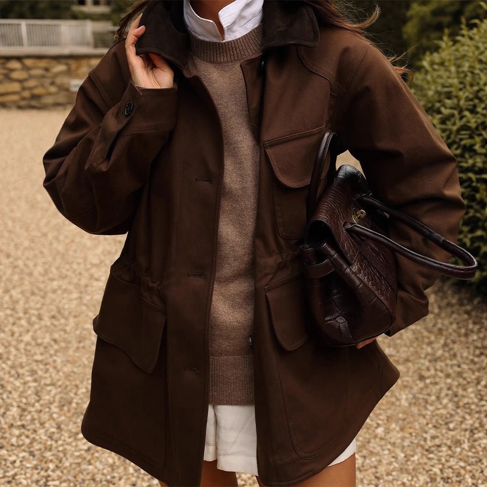 Women's Oversize Field Jacket with flap pockets and waist draw Chichicherry - Chichicherry