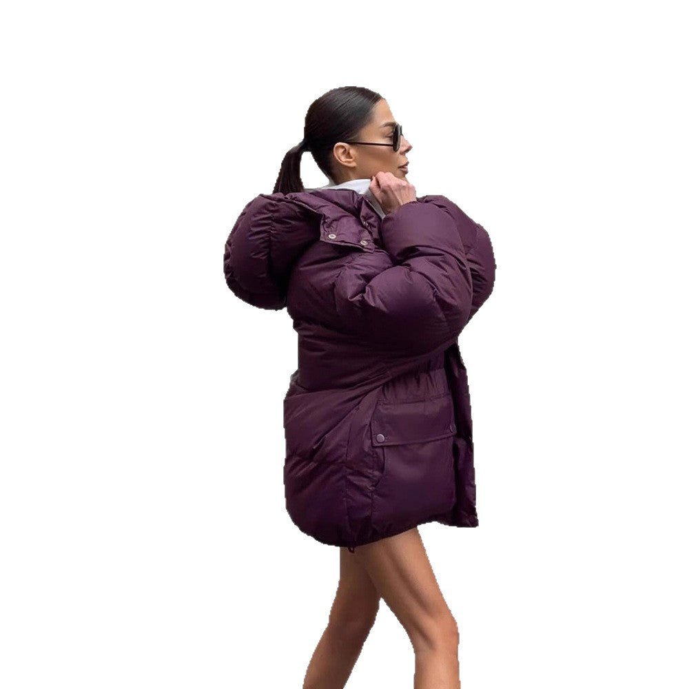 Women's Oversize Quilted Jacket with Hood and Padded Thermal Lining Chichicherry - Chichicherry