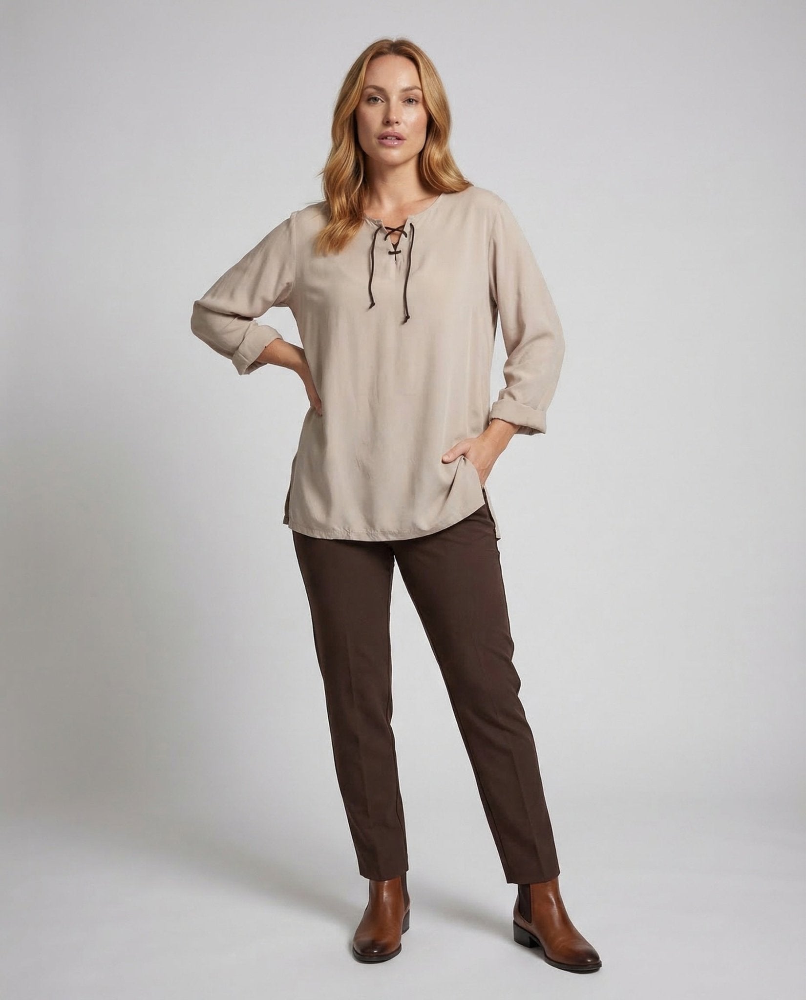 Women's Oversize Tunic Lacing Collar - Chichicherry