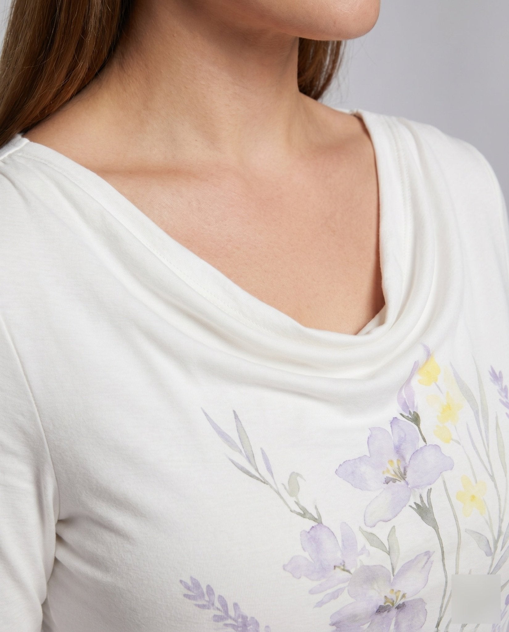 Women’s Oversized Long Sleeve Shirt with Floral Print - Chichicherry