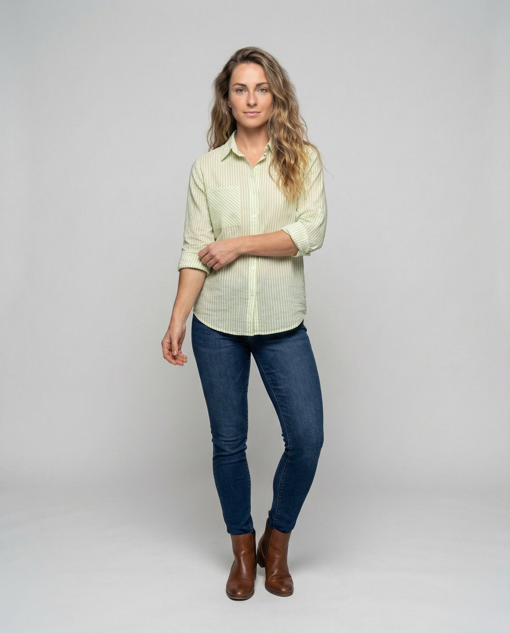 Women's Oversized Shirt Blouse with Chest Pocket - Chichicherry