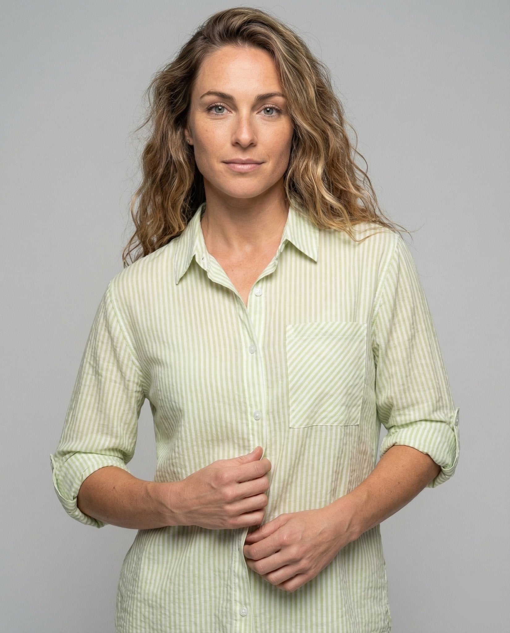 Women's Oversized Shirt Blouse with Chest Pocket - Chichicherry