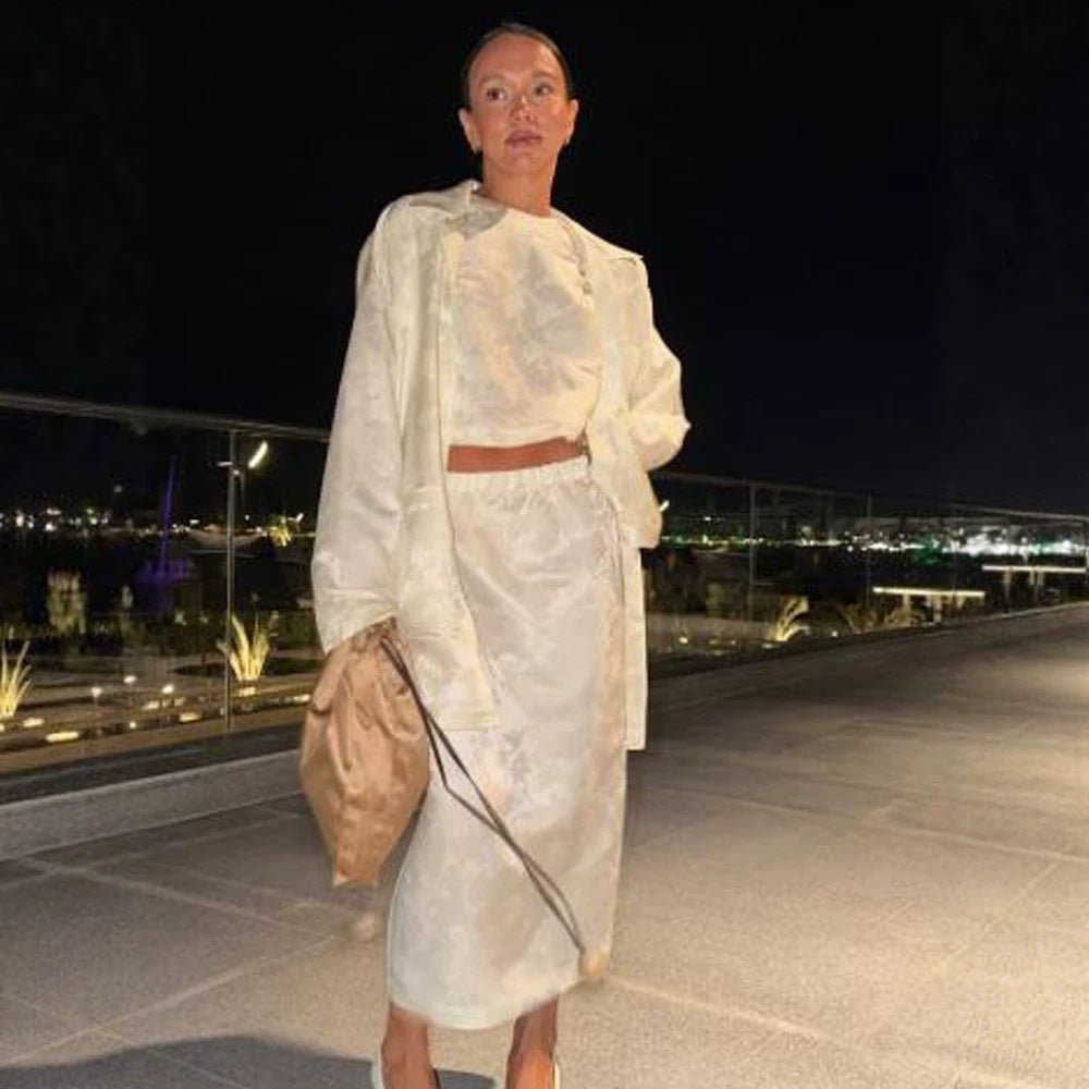 Women's Oversized Silk Look Blouson Coat with Wide Lapels and Boxy Silhouette Chichicherry - Chichicherry