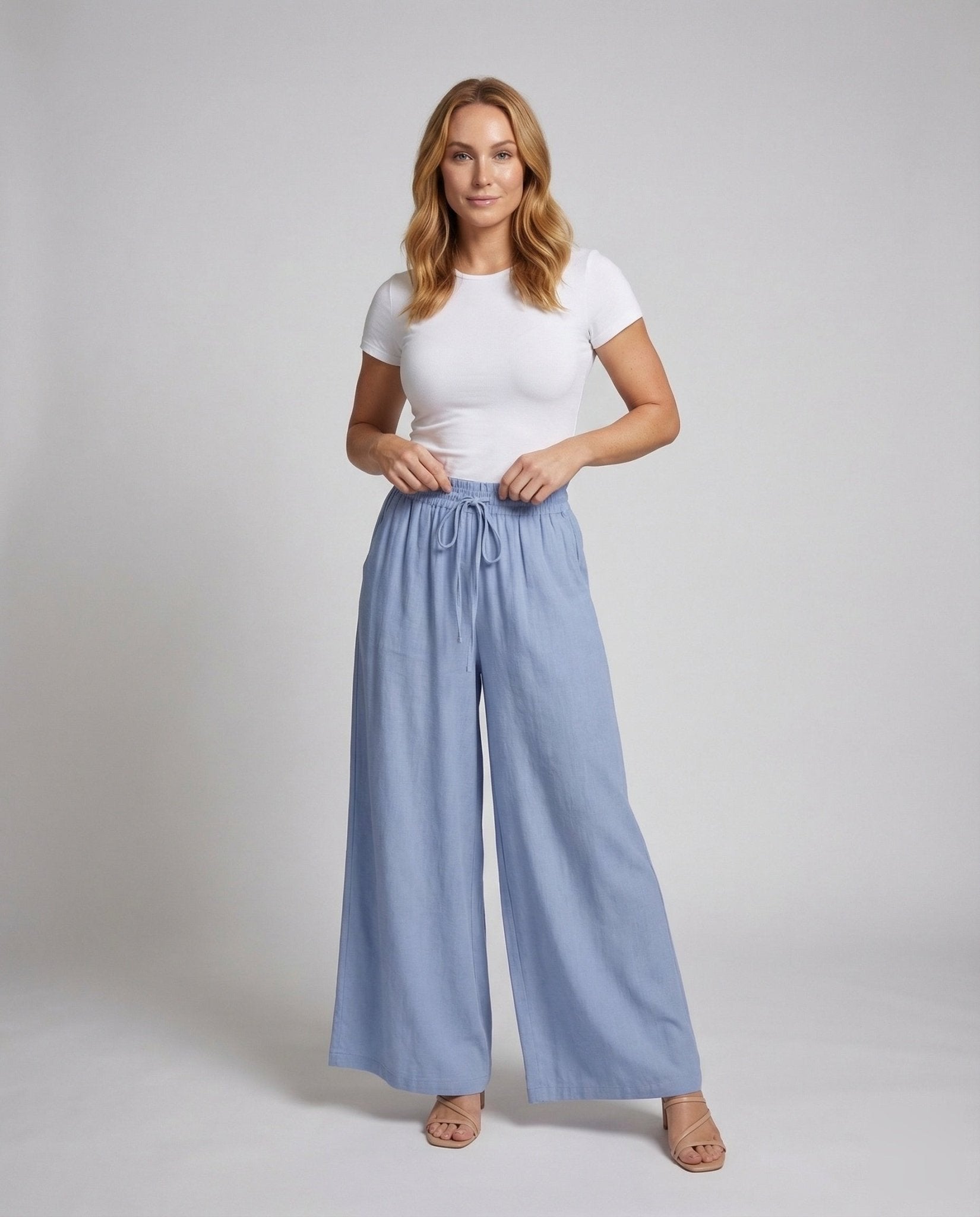 Women's Palazzo Pants Elastic Waistband - Chichicherry