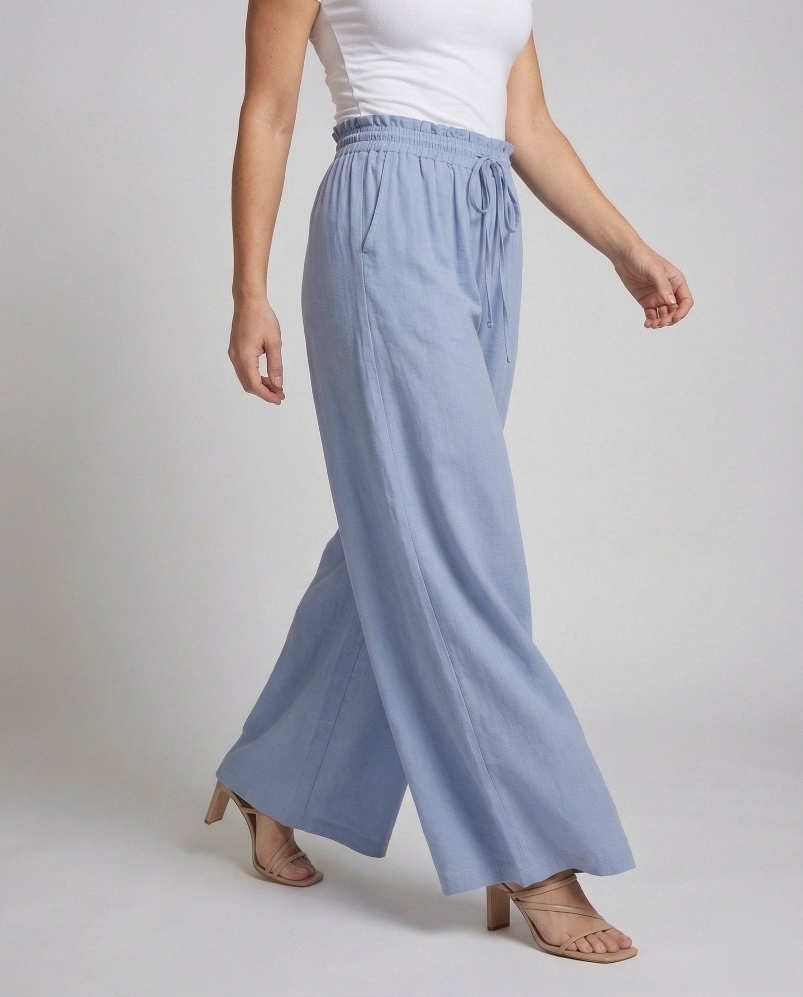 Women's Palazzo Pants Elastic Waistband - Chichicherry