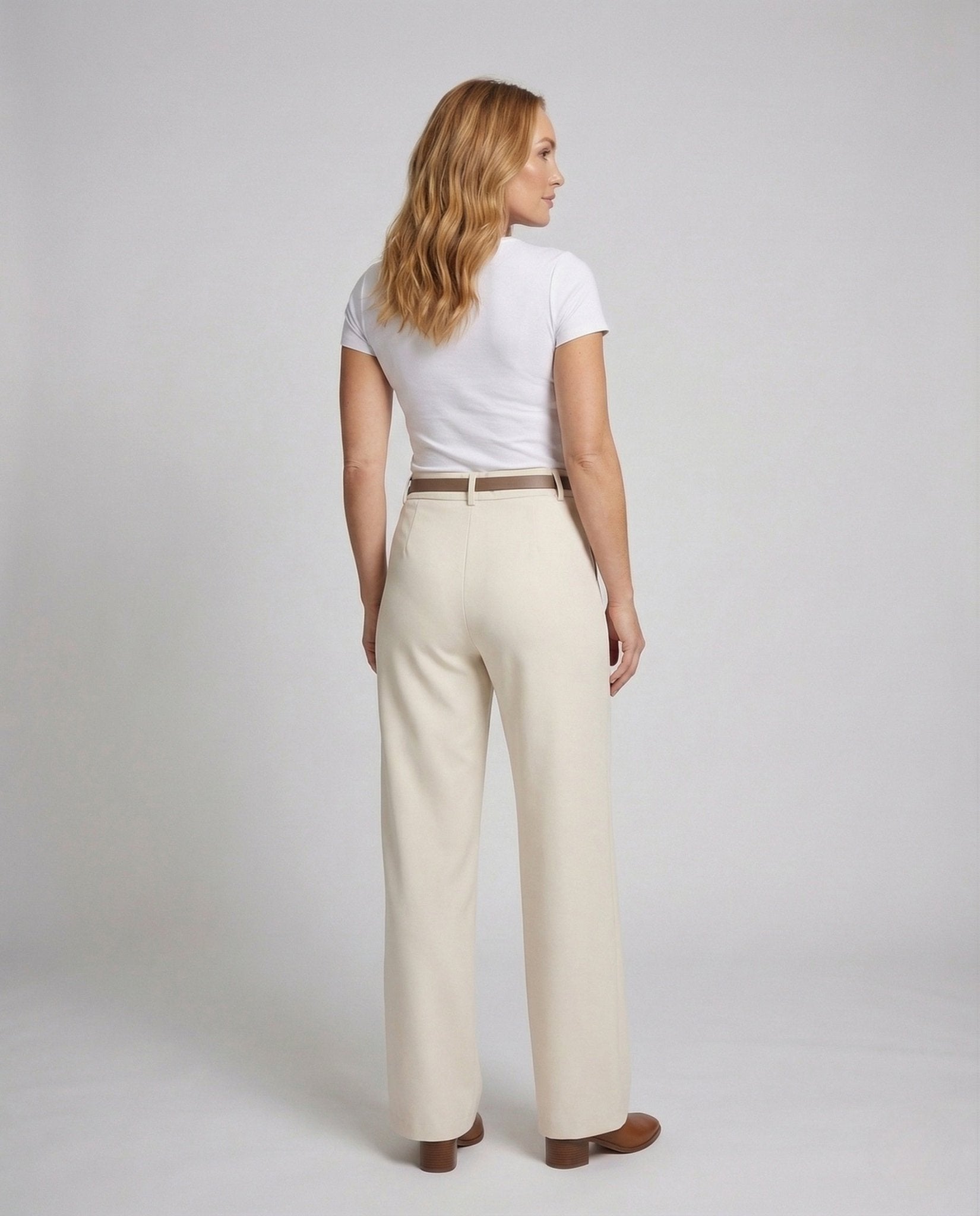 Women's Palazzo Pants High Waist Wide Leg Belt - Chichicherry