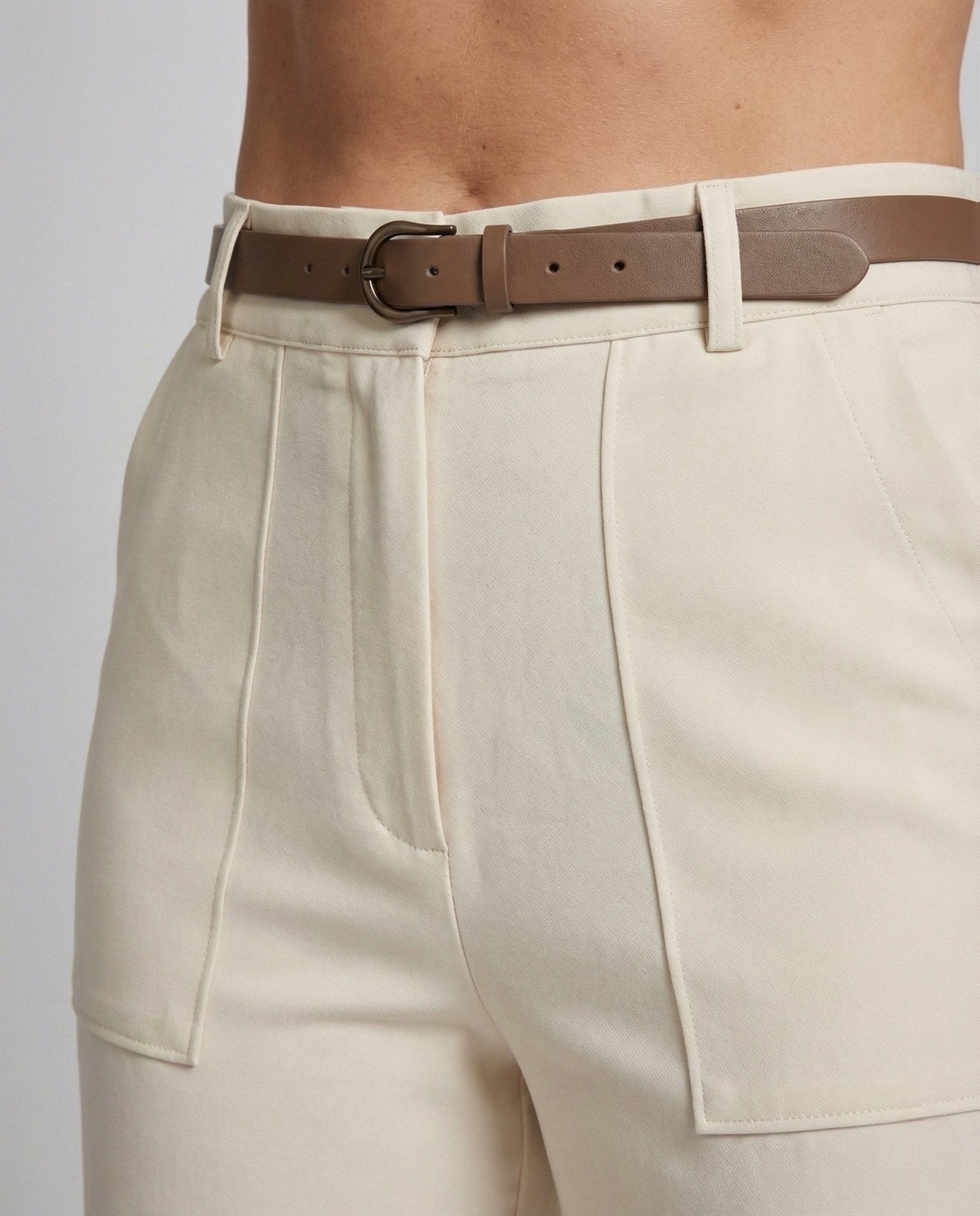 Women's Palazzo Pants High Waist Wide Leg Belt - Chichicherry