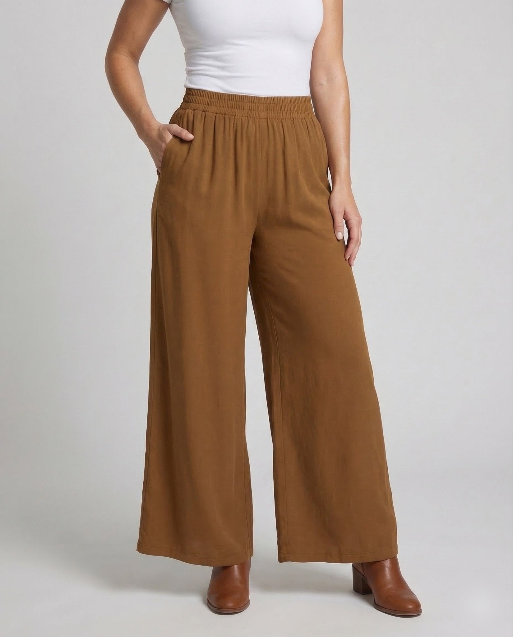 Women's Palazzo Trousers Elastic Waistband - Chichicherry