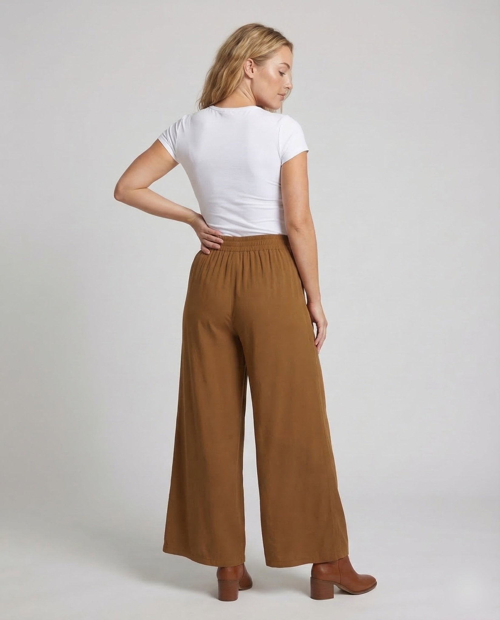 Women's Palazzo Trousers Elastic Waistband - Chichicherry