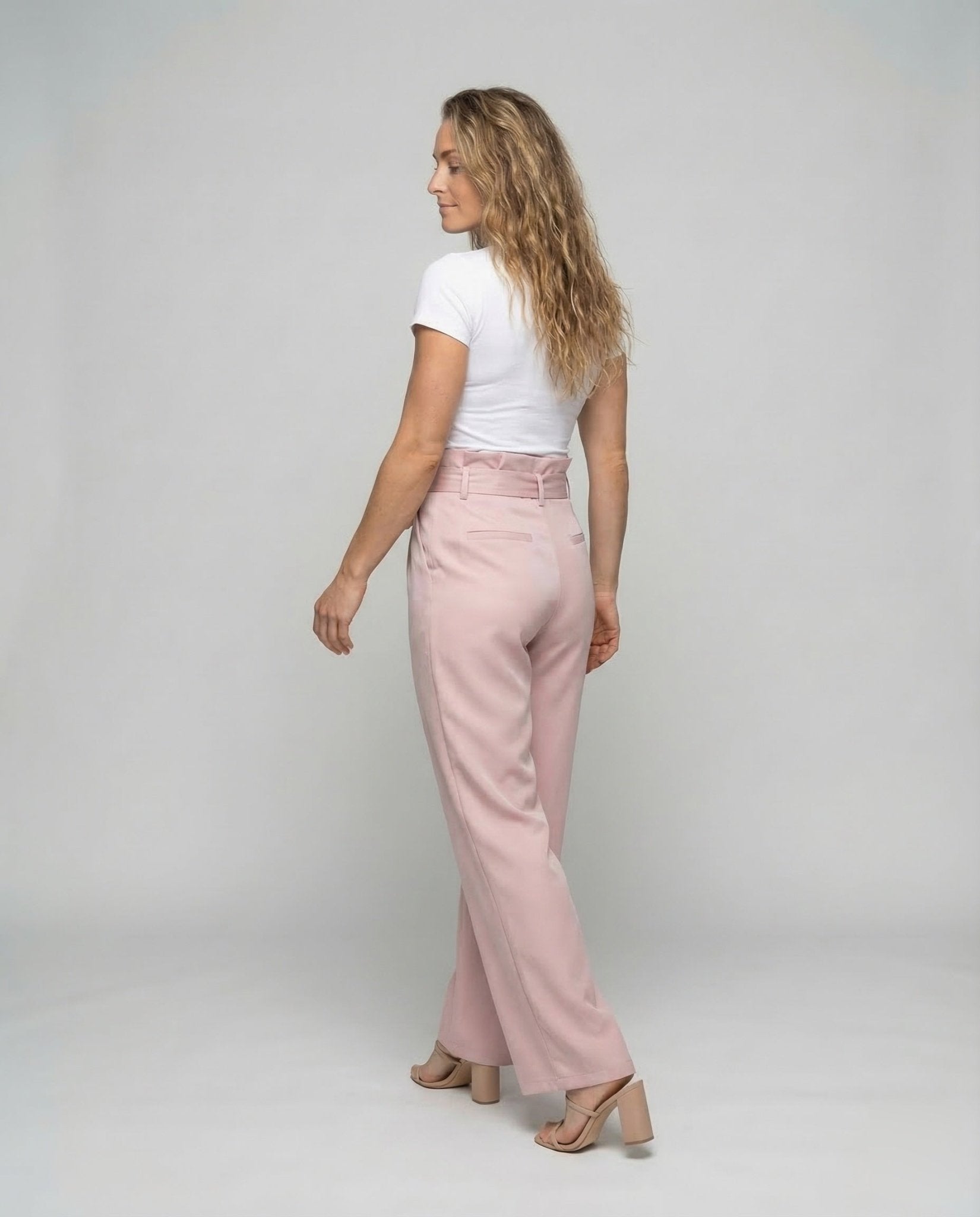 Women's Pants High Waist Tie Belt - Chichicherry