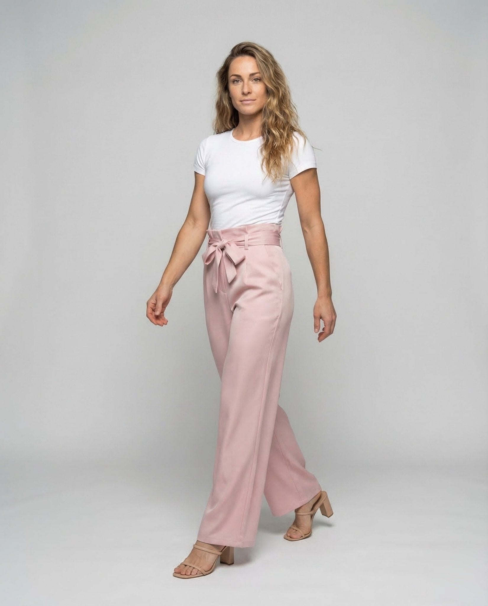 Women's Pants High Waist Tie Belt - Chichicherry