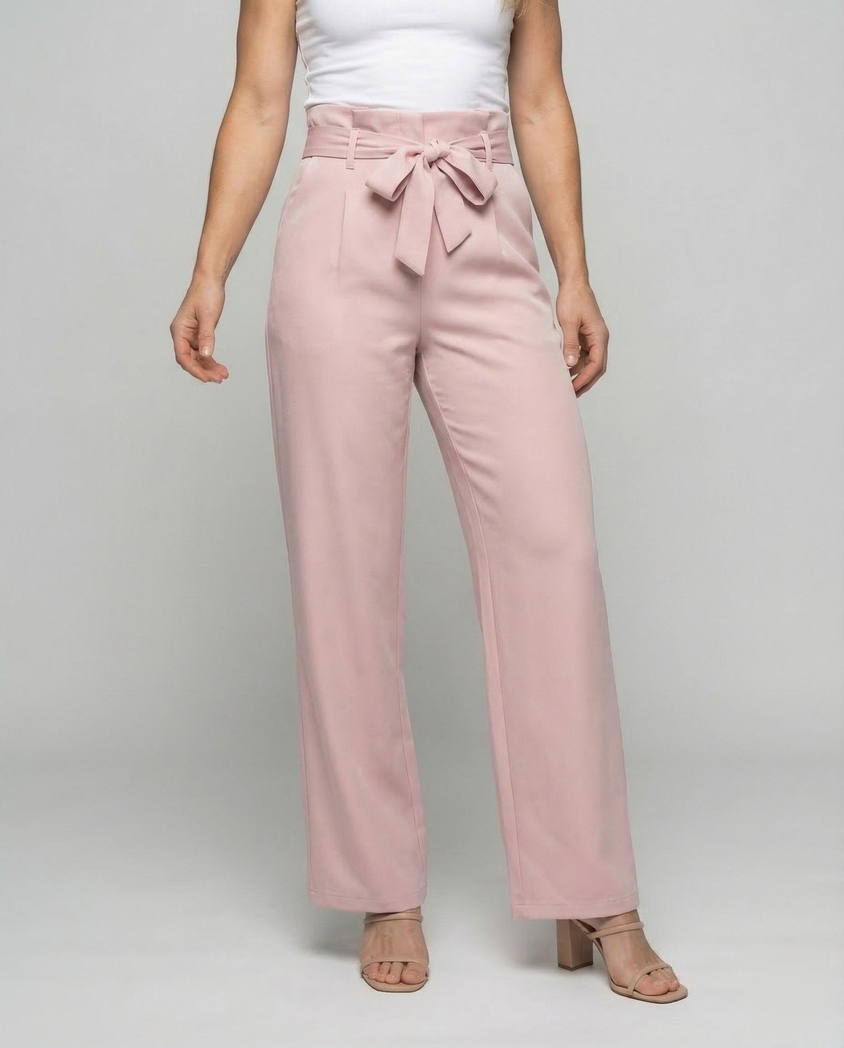 Women's Pants High Waist Tie Belt - Chichicherry