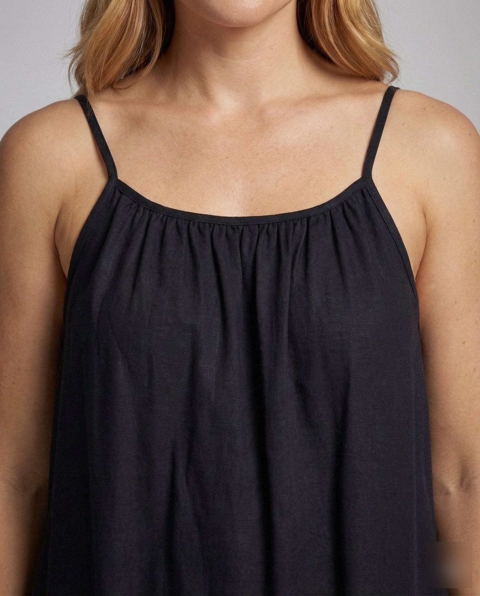 Women's Pleated Maxi Dress with Thin Straps - Chichicherry